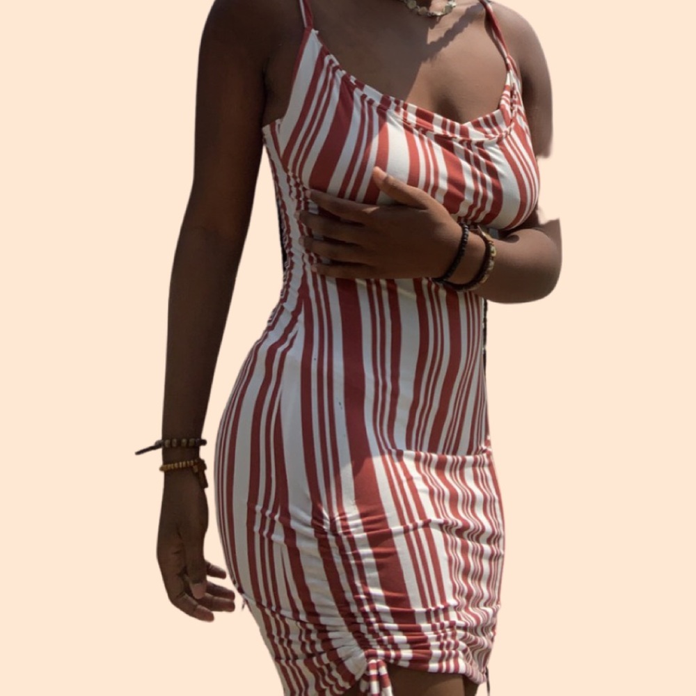 Runched cowl neck body con dress